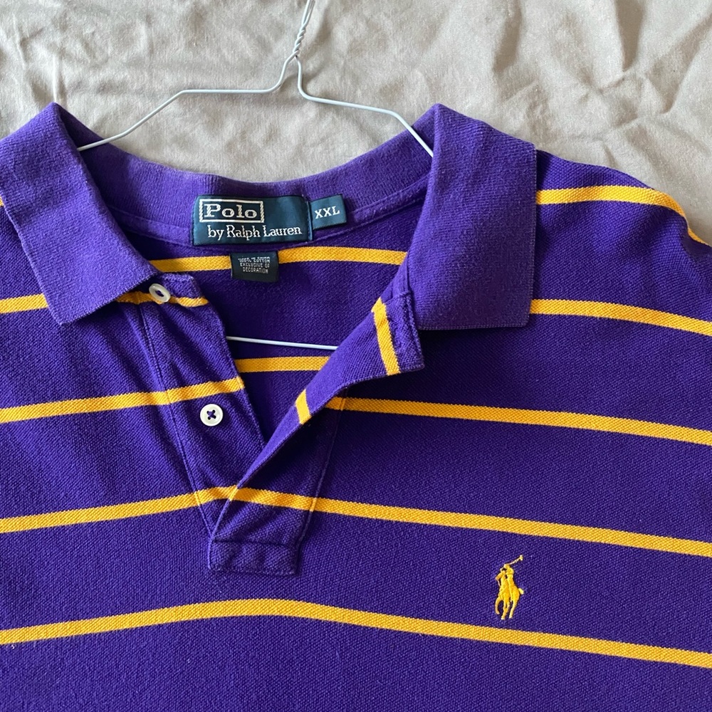 Polo by Ralph Lauren Mens size XXL.  Purple / gold striped